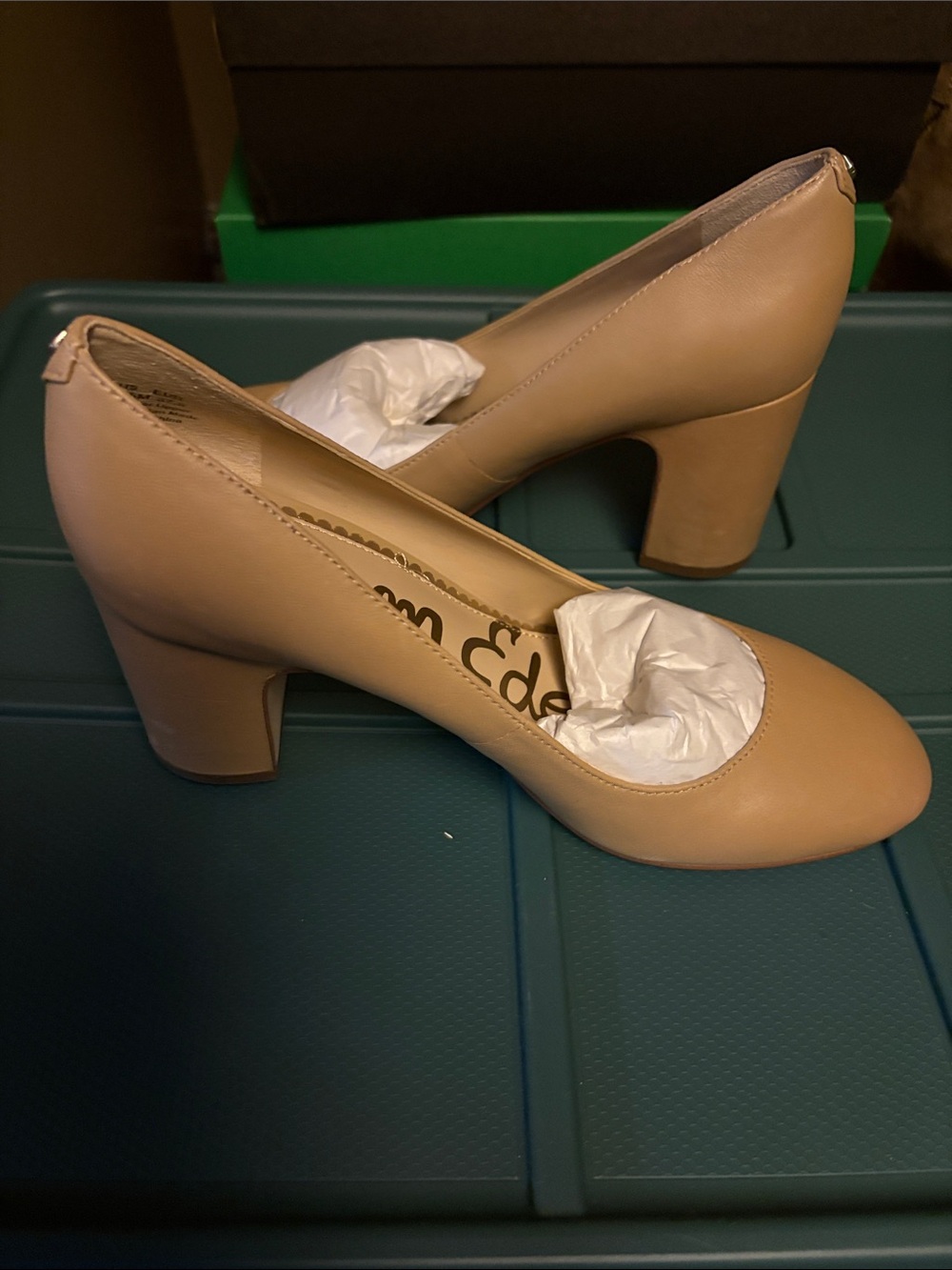 Sam Edelman Nude Tan Block Heel Pumps